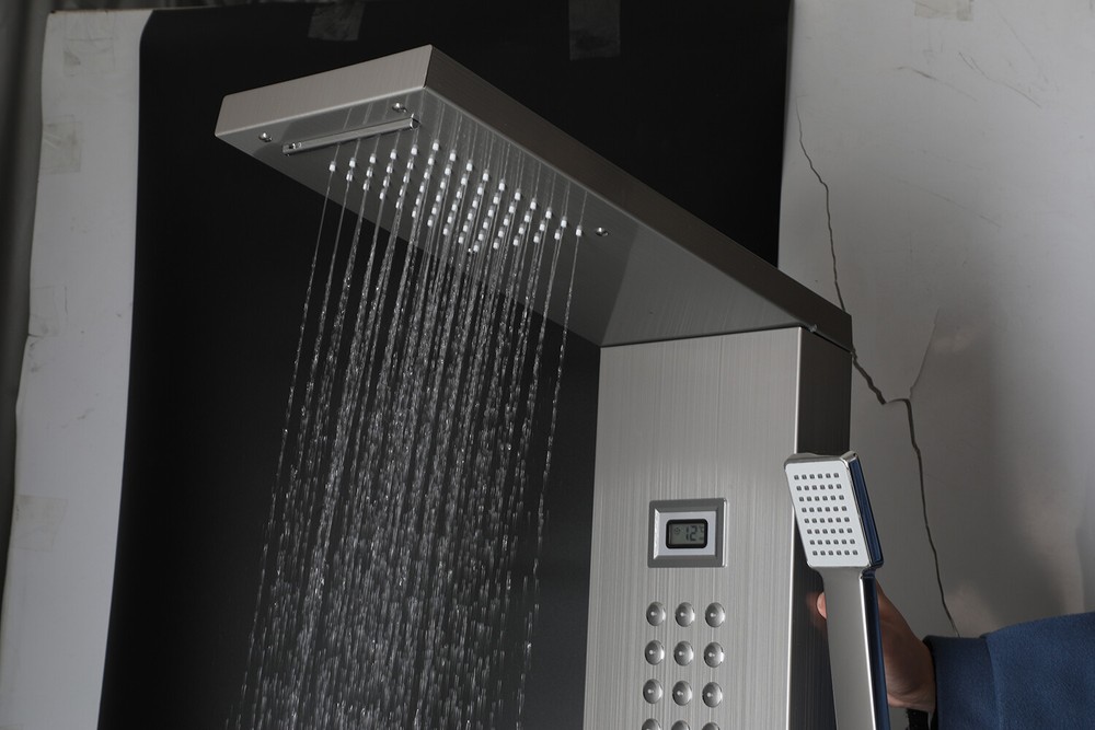 Stainless Steel Shower Panel Column Tower Digital Display Rainfall Massage Mixer