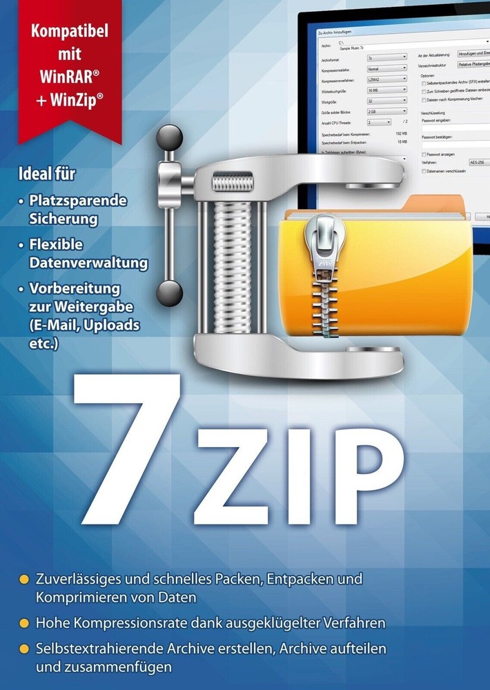 *** 7ZIP Data Compression Program *** 32bit + 64-bit Windows, Zip, RARE, TAR ***