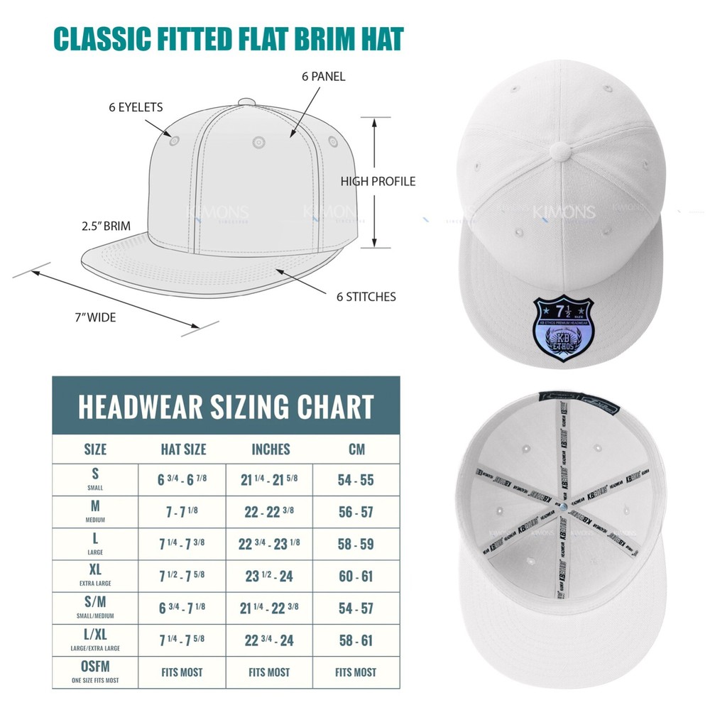 Premium Solid Fitted Baseball Cap Hat Trucker Blank Plain Flat Bill 9 Sizes