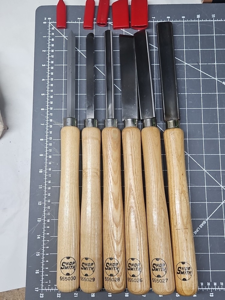 6 Shop Smith Woodturning Tools Chisel Skew  Gouges Parting Round Nose (B)