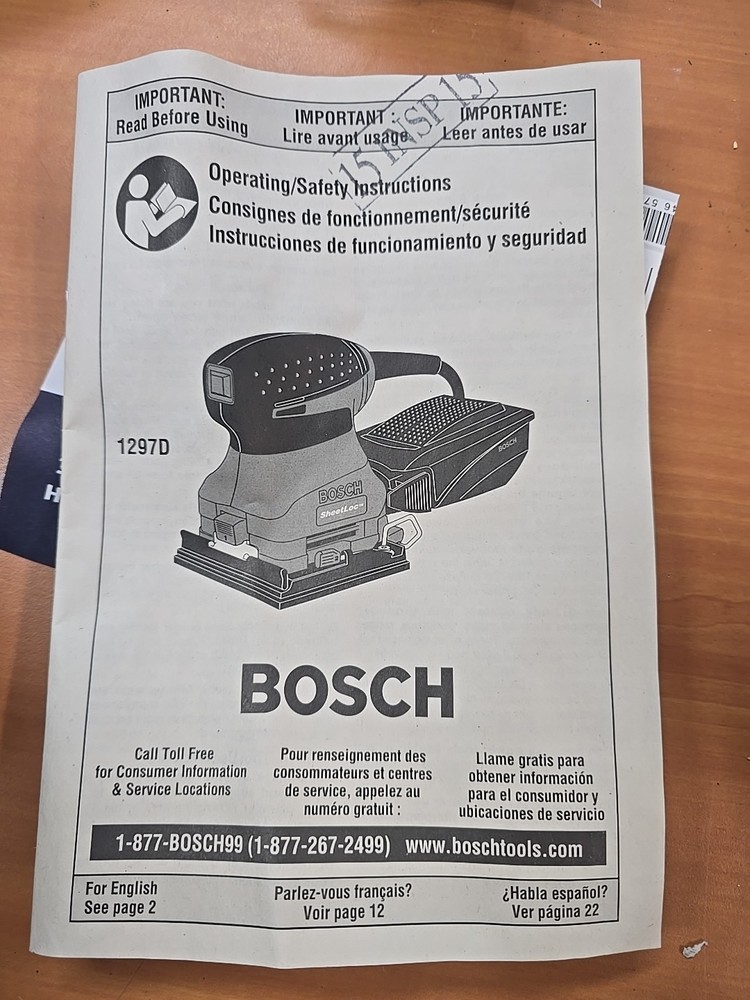 BOSCH 1297D Sander With Bag