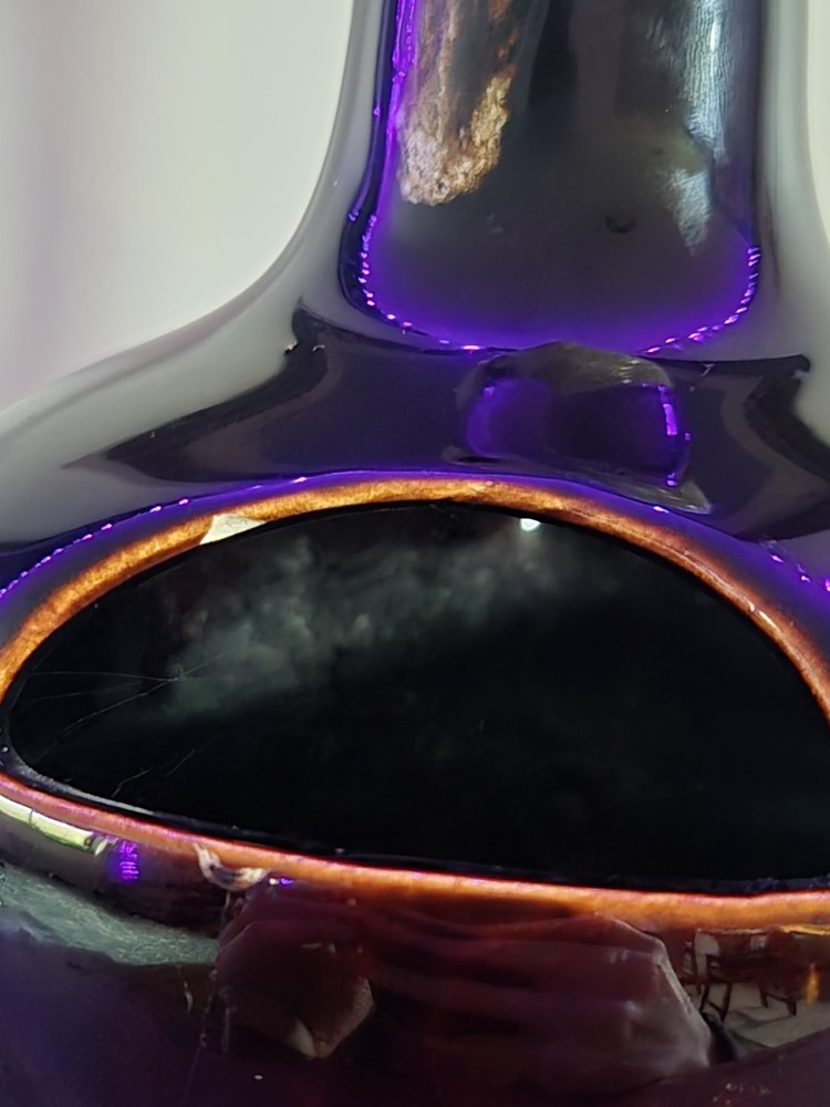 Dark Brown 8" Glazed Pitcher Shaped Pottery Planter Unmarked
