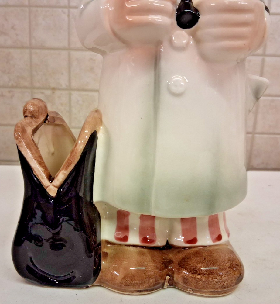 Vintage Cereamic Doctor Themed Bartender Caddy With Bartending Tools