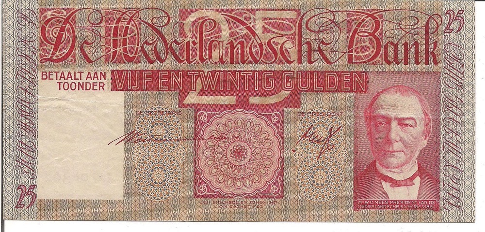 NETHERLANDS, 25 GULDEN, P#50, 1941