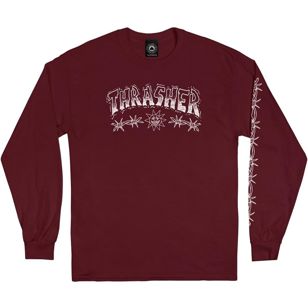 Thra.sher Barbed Wire LS Medium Maroon