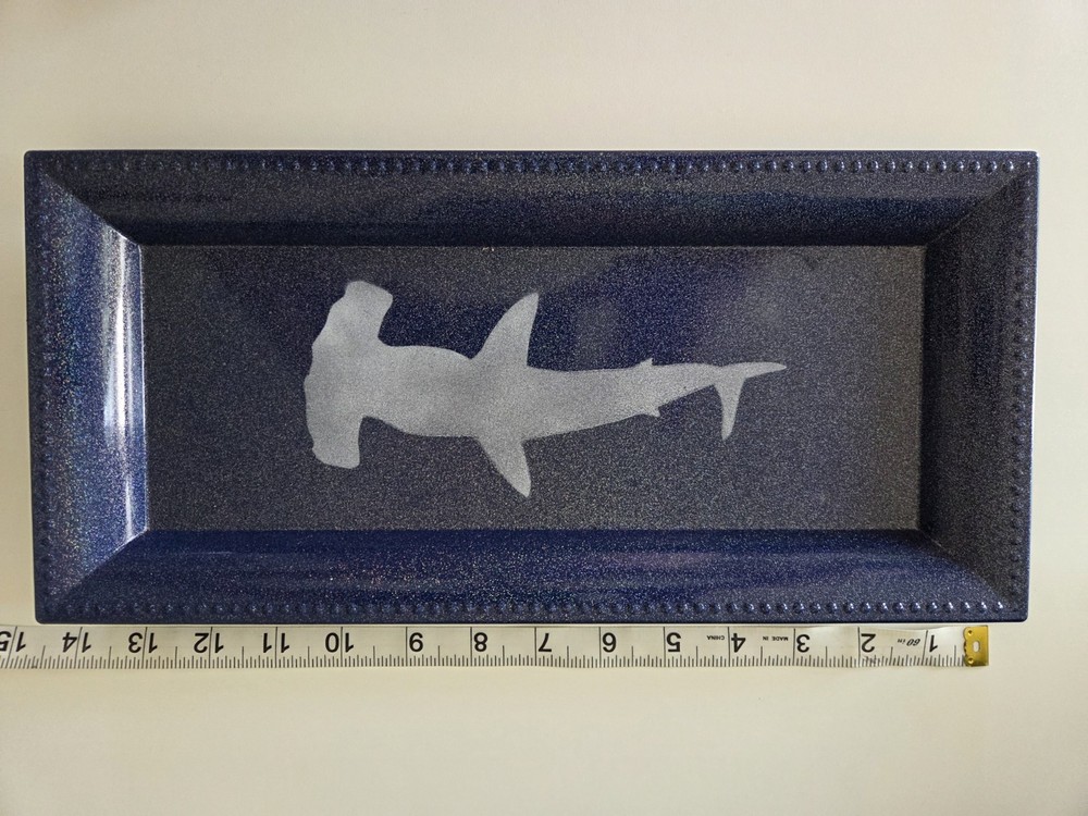 Shark Tray Hand Made Blue Glitter