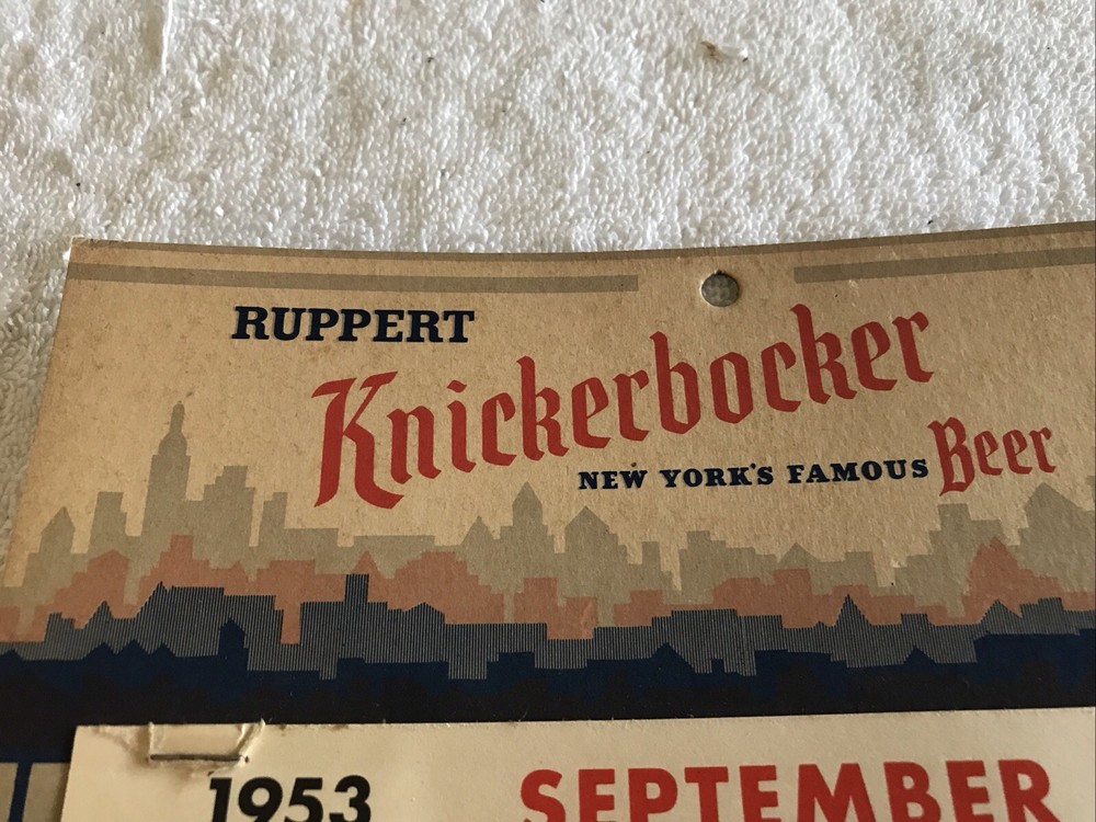 1953 KNICKERBOCKER BEER VINTAGE PARTIAL CALENDAR