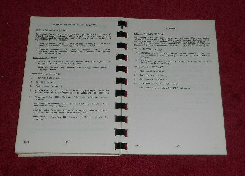 1988 Boeing Helicopters Division Management Reference Guide