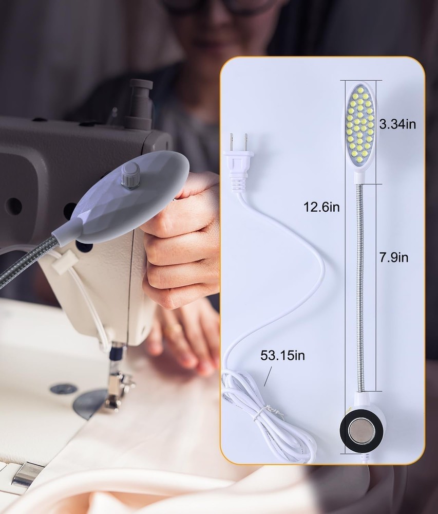 Sewing Machine Light with Rotation and Dimmable, Portable Work Light with Fle...