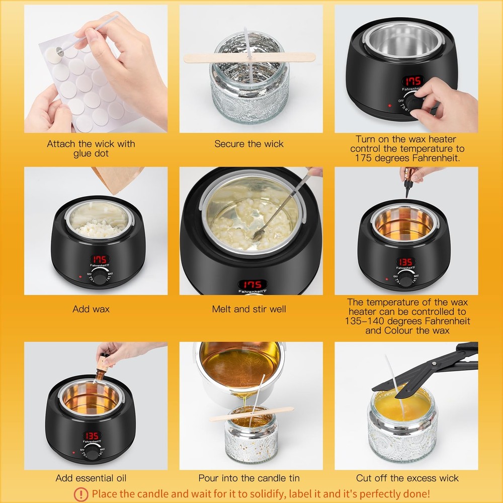 Candle Making Kit, Scented Candles Kit Medium, Black Melt Warmer