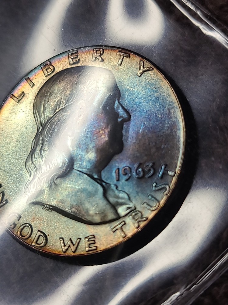 1963 franklin half dollar 🌈 Toned🌈