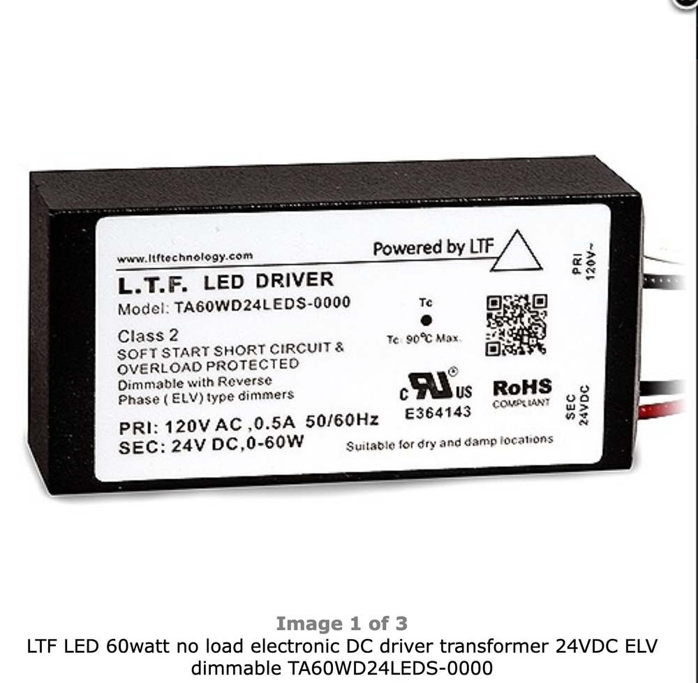 LTF LED 60watt no load electronic DC driver transformer 24VDC ELV dimmable