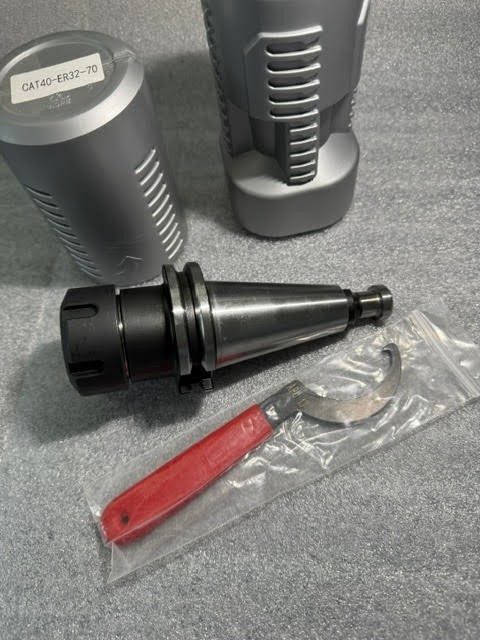 CAT40-ER32-70 End Mill Tool Holder - thru coolant pull stud - wrench