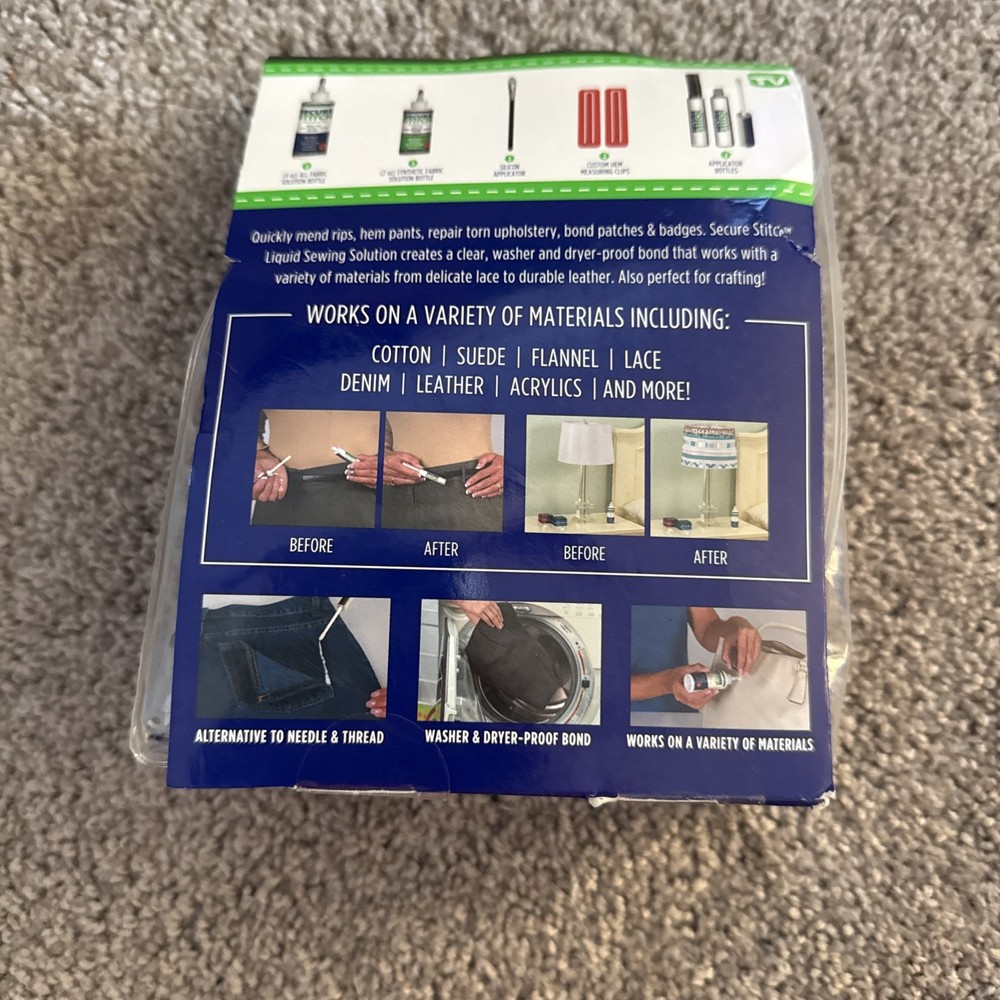 Secure Stitch Liquid Sewing Glue Emergency Solution 7pc Set