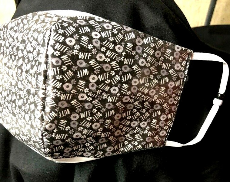 "WTF" REVERSIBLE Cotton Face mask (handmade)