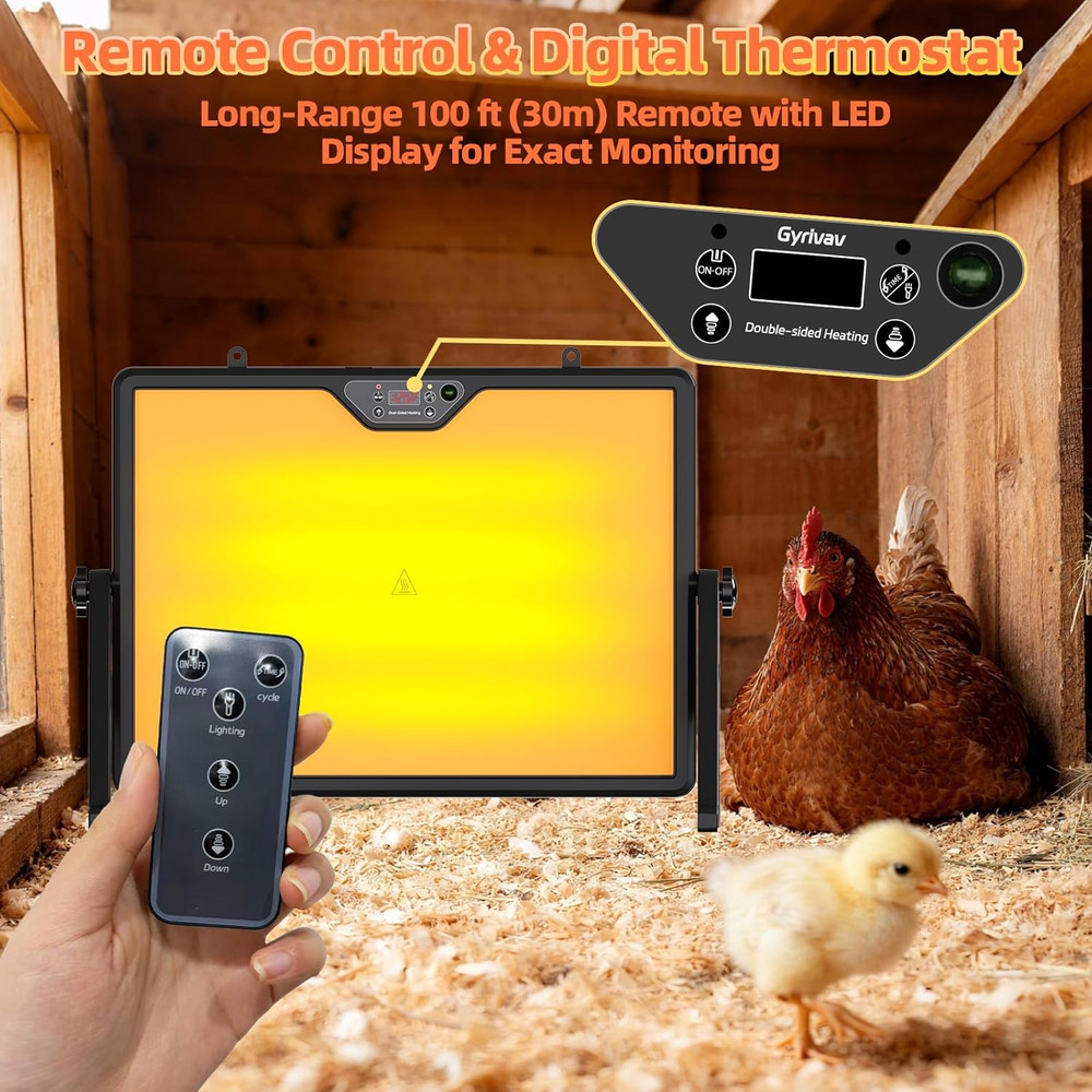 Brooder Plate for Chicks with Remote Control, Double-Sided Chick Heat Plate