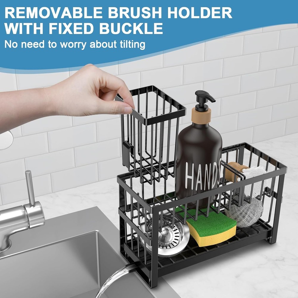 2-Tier Kitchen Sink Caddy – Sponge & Brush Holder, 4-Section Organizer