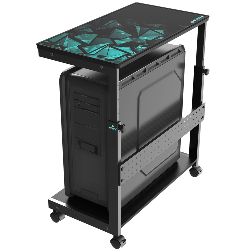 EUREKA ERGONOMIC Height Adjustable Computer Tower Stand, 2-Tier ATX-Case CPU ...
