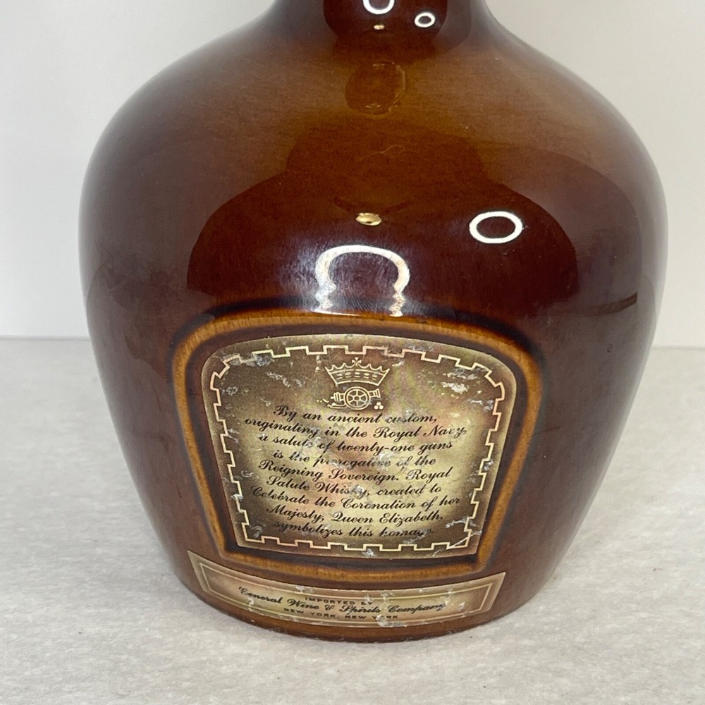 Empty Decanter Chivas Scotch Bottle 1801 Ceramic Cork Top Brown Ceramic Spode