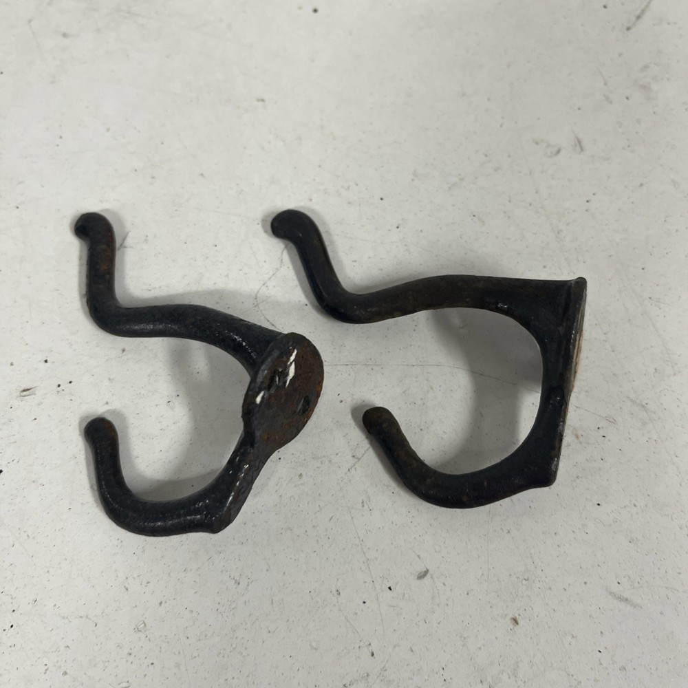 2 Antique Cast Iron coat Hooks 3x2.5”
