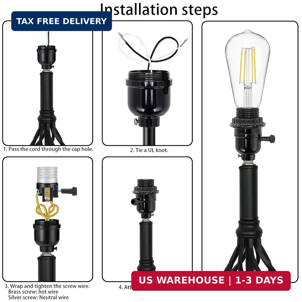 UL Listed E26 Light Socket, Threaded Lamp Socket Replacement with ON/Off Switch