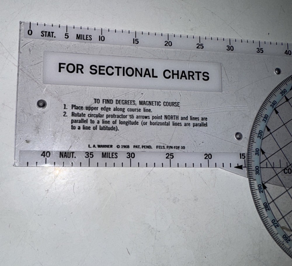 Felsenthal Warner P-3 Azimuth Plotter 1968 Sectional Charts Protractor