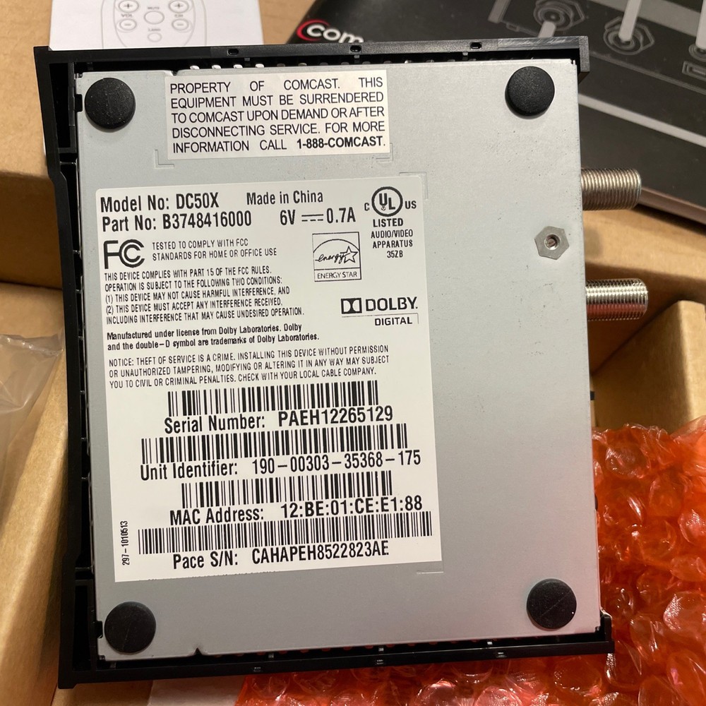 Comcast DC50x Xfinity Digital Cable Transport Adapter Self Installation
