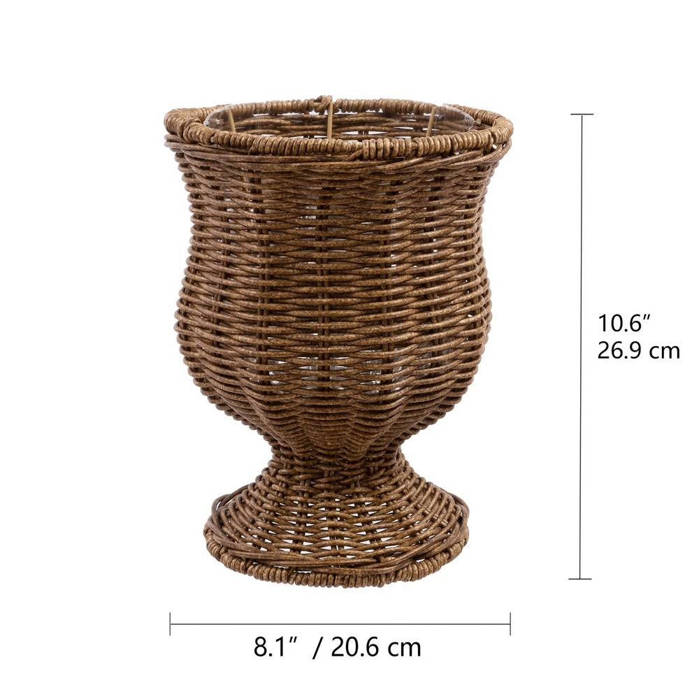 8 Inch Goblet Woven Planter Urn Shape Brown