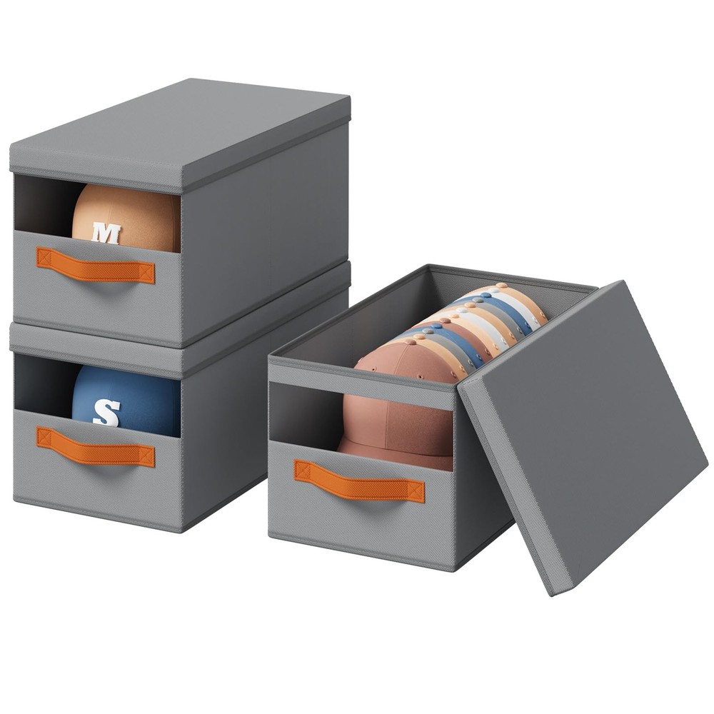 Hat Organizer for Baseball Caps - 3 Pack Stackable Foldable Protective Lids H...