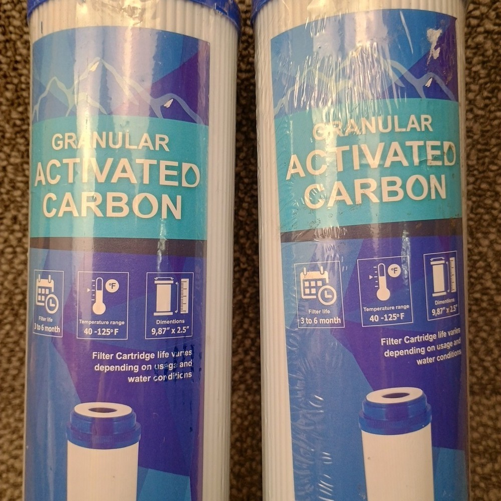 Granular Activated Carbon Filter 9.875 inch x 2.5 inch 2 Pack (READ description)