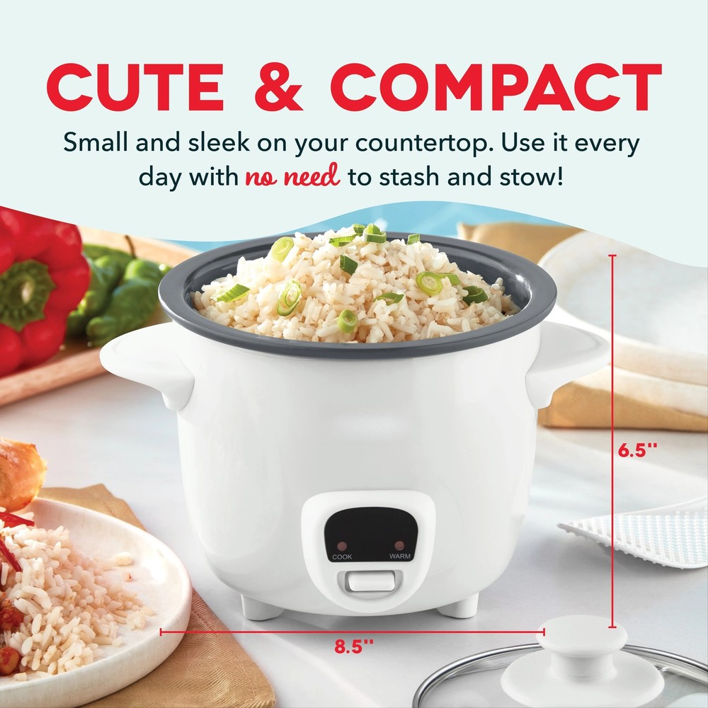 Mini Rice Cooker Steamer with Removable Nonstick Pot, Keep Warm Function
