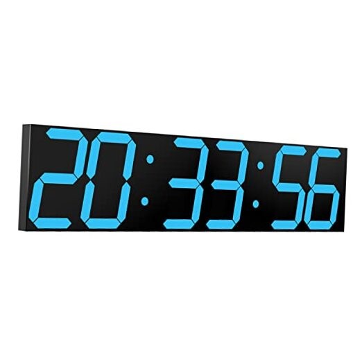 Digital Wall Clock, Oversize Led Digital Clock Large Display with Auto Ice Blue