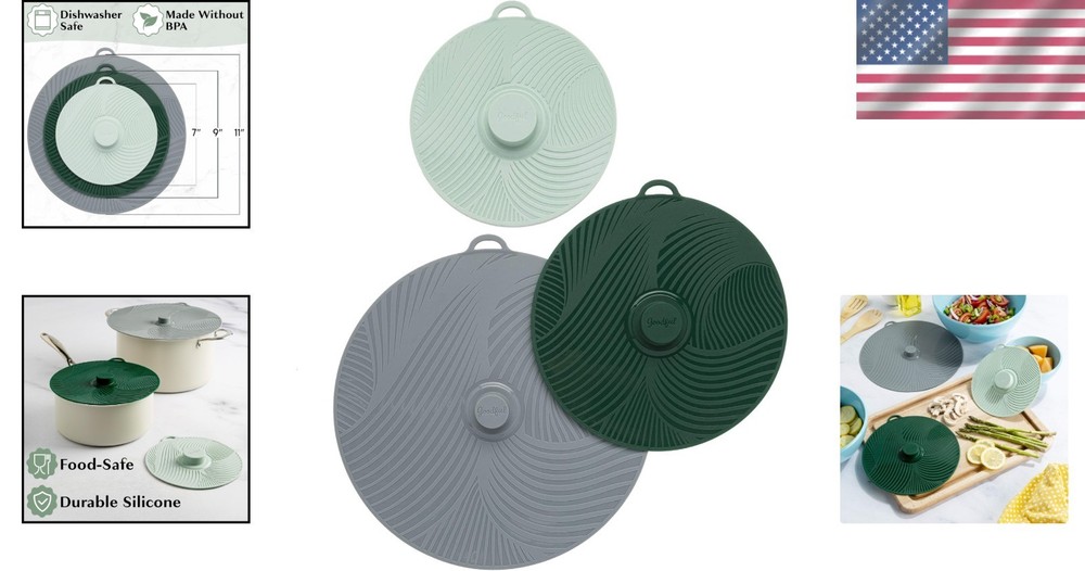 Silicone Suction Seal Lids - 3 Multisized Dishwasher Safe Kitchen Tools