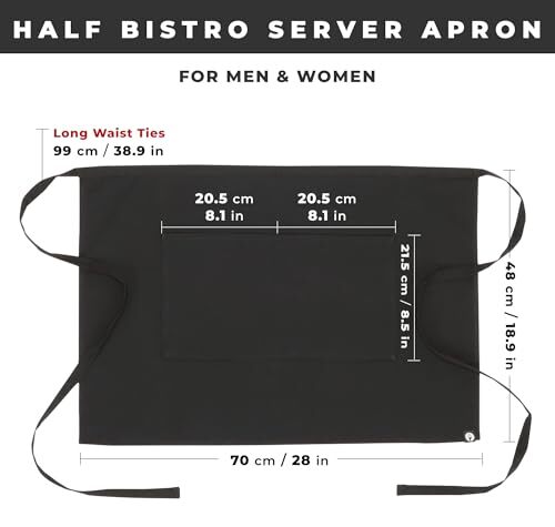 Unisex Half Bistro Server Apron One Size Black