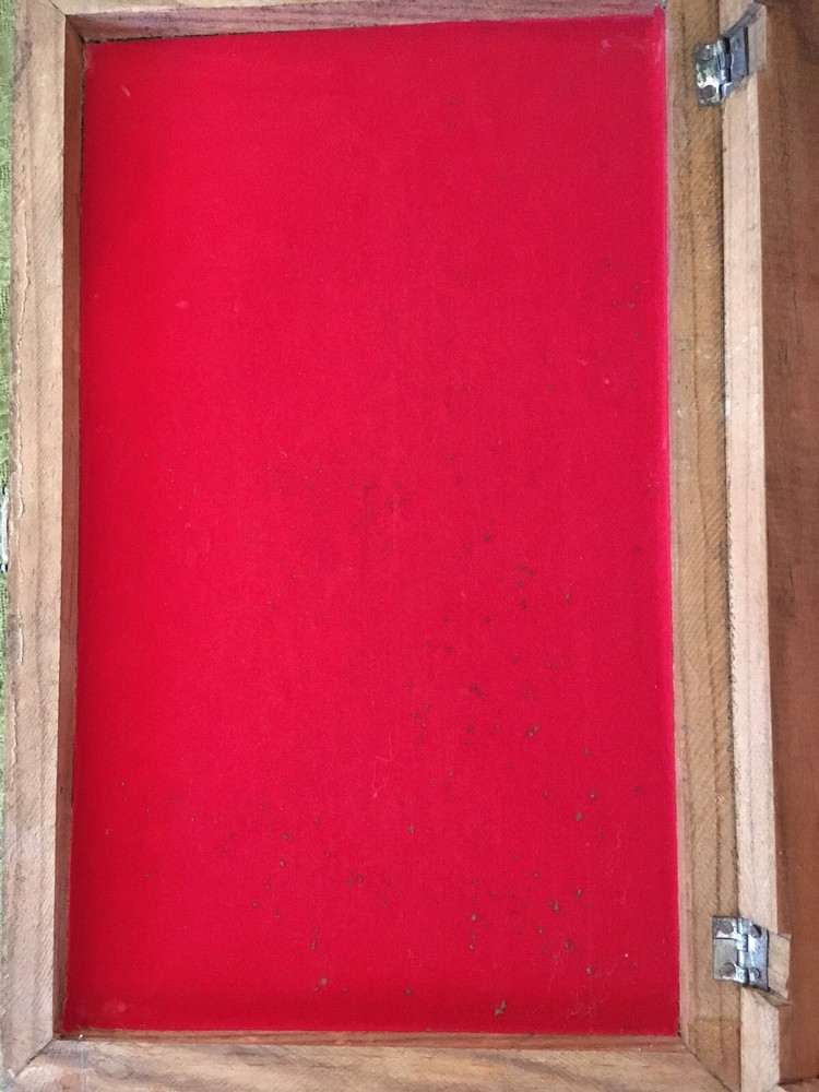 Hardwood Handmade Red Velvet Lined Box.