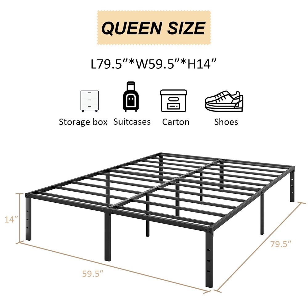 Bed Frame, Metal Platform Bed Frame No Box Spring Needed, Bed with Heavy Duty...