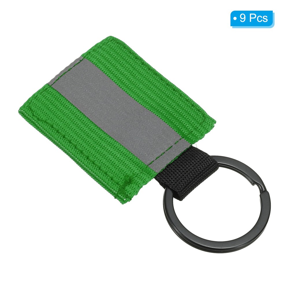9 Pcs Reflective Keychain Tag, Reflective Zipper Pulls, Green