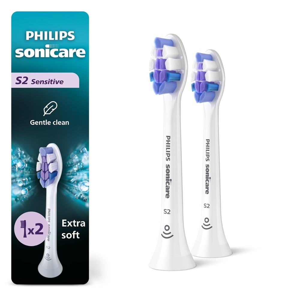 Sonicare Compatible S2 Sensitive Toothbrush Heads, 2 Pack for Gentle Care