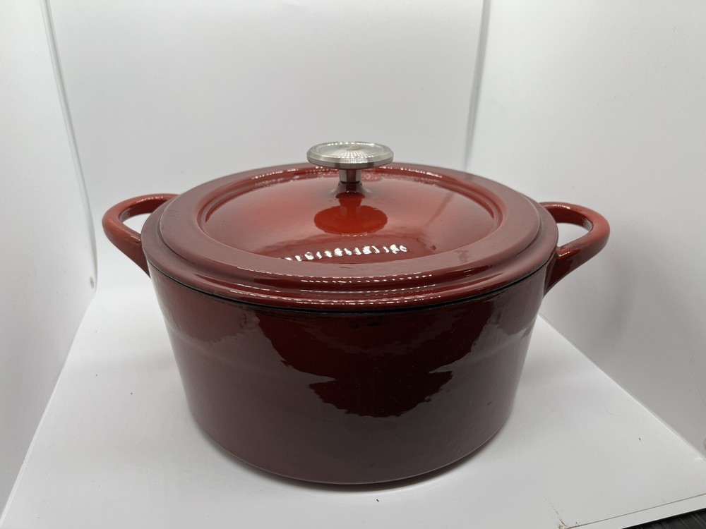Calphalon 5 Quart Red Cast Iron Enameled Pot Dutch Oven