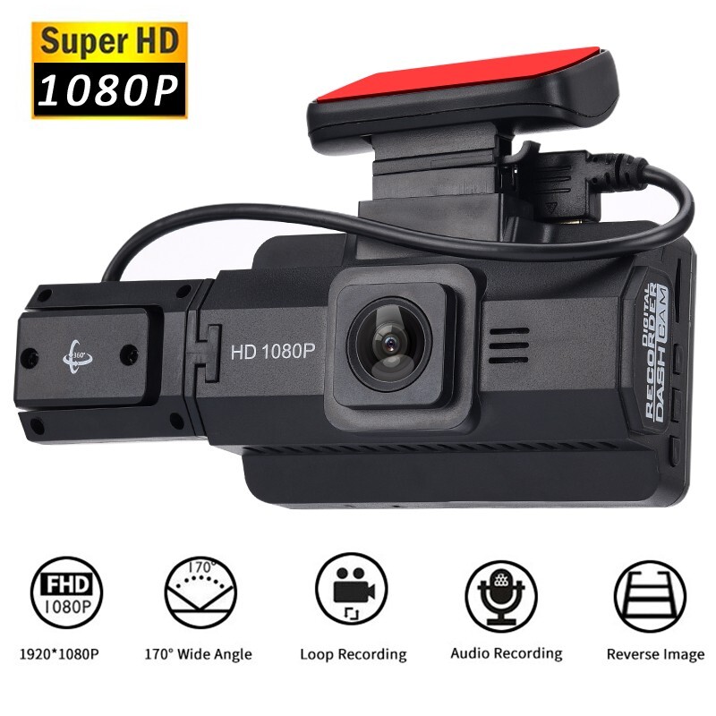 2 Lens Dash Cam Car DVR Driving Video Recorder Front/Inside Camera Night Vision