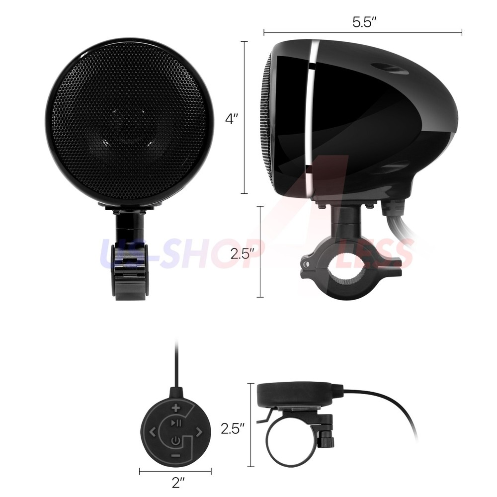 Waterproof Bluetooth Motorcycle Stereo LED Speakers Amplifier USB System Harley