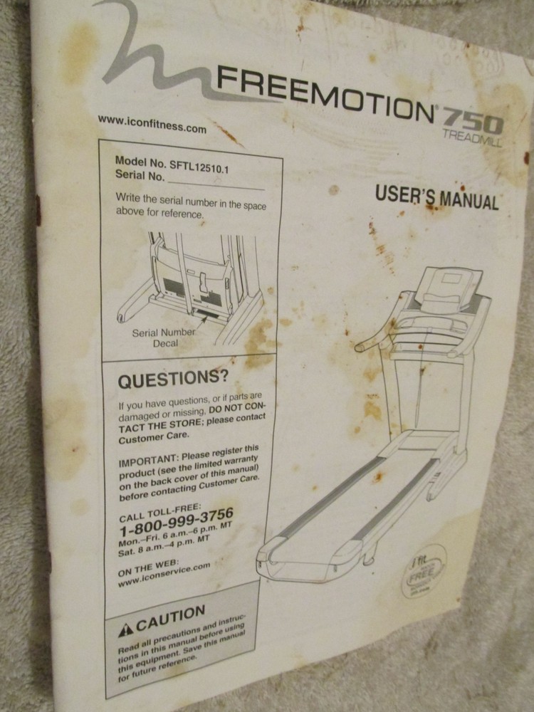 Freemotion 750 Treadmill Model SFTL12510.1 User's Operating owners Manual Guide