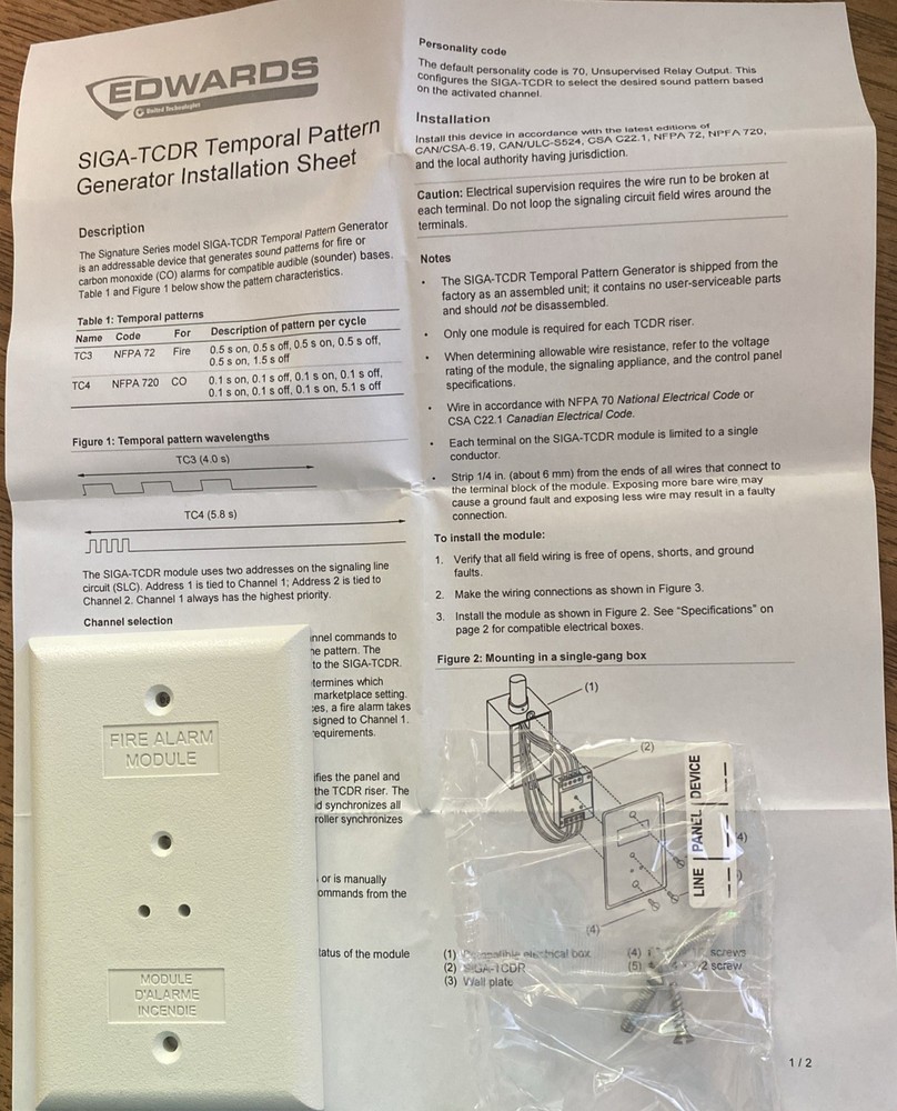 Edwards EST SIGA-TCDR Temporal Pattern Generator. Fire Alarm Module.