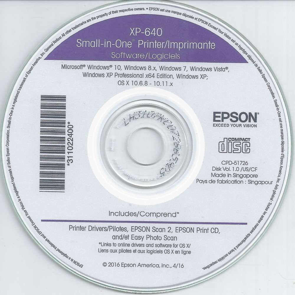 Epson XP-640 BackUP Software for printer