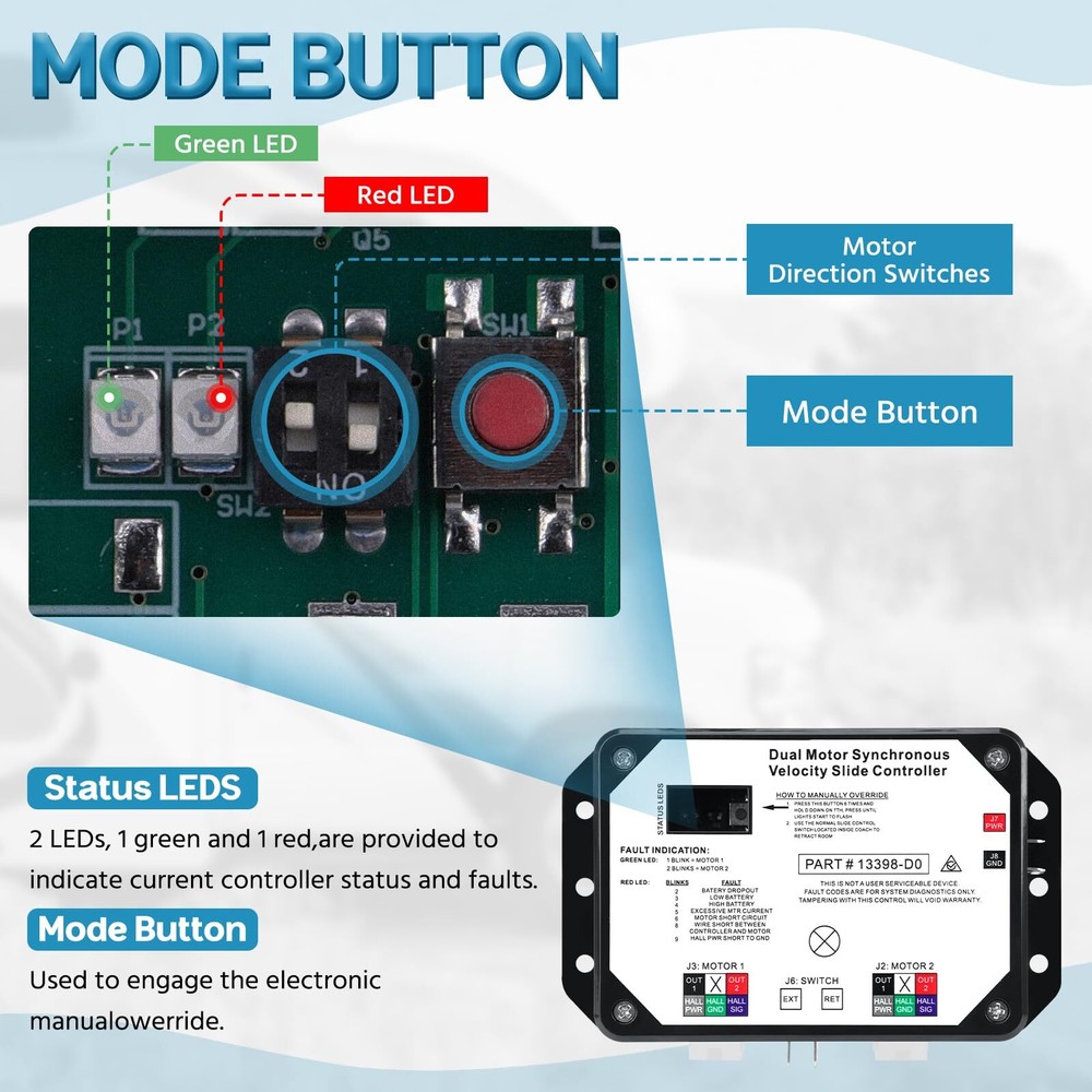 Dual Motor Velocity Slide Controller For Lippert 13398-D0 13398-c2 V-Sync II