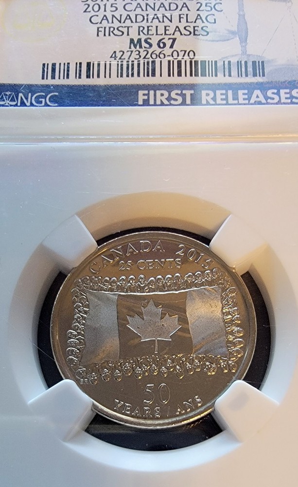 2015 CANADA 25 Cent 50th Anniversary First Release - MS67 NGC