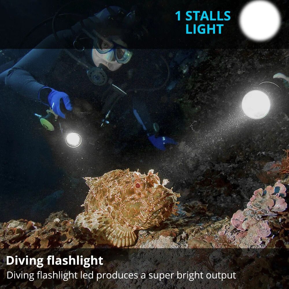 Diving Flashlight 3LED Scuba Dive Torch 300M Deep Underwater Waterproof Lantern