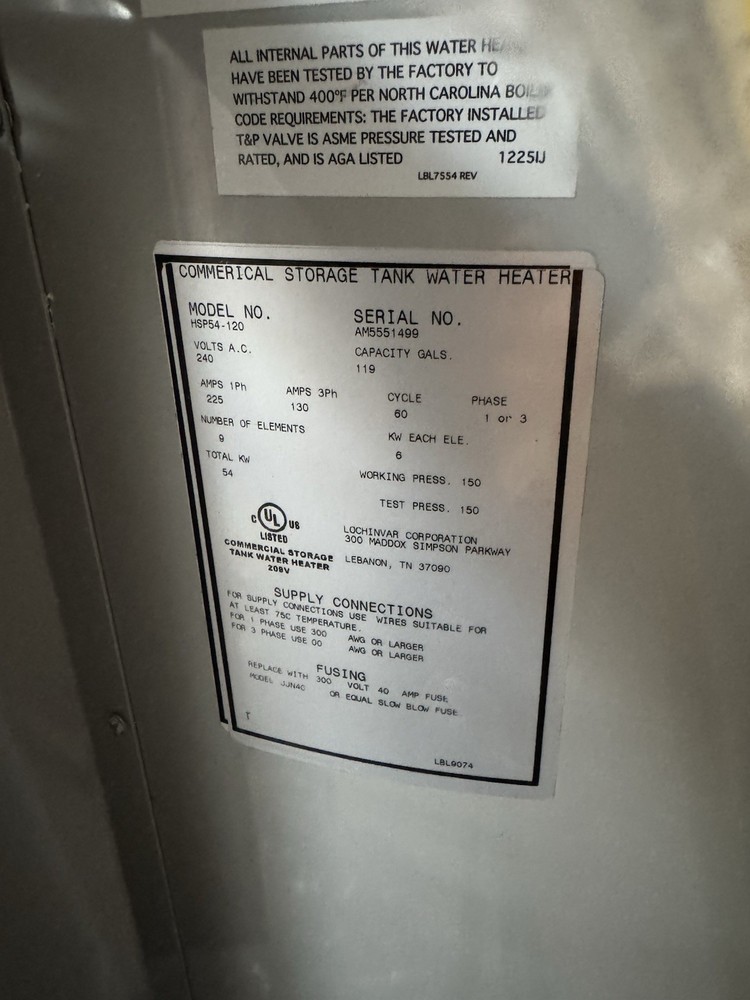 120G 240v Water Heater
