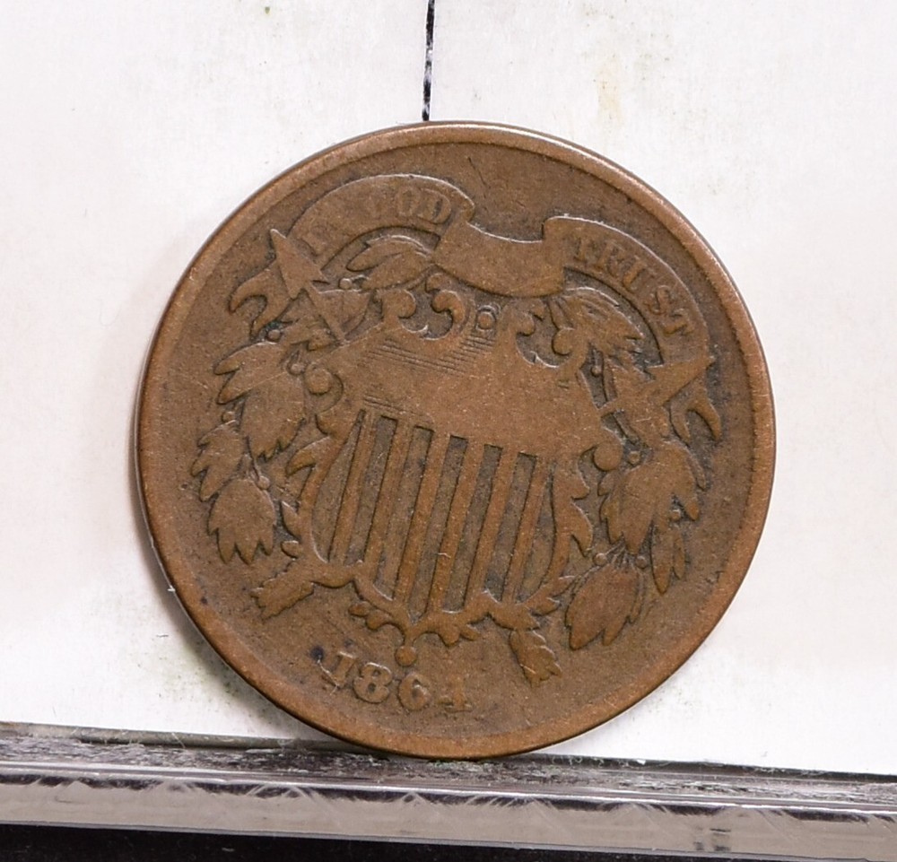 1864 Two Cent Piece - Large Motto - VG (#57899-L)