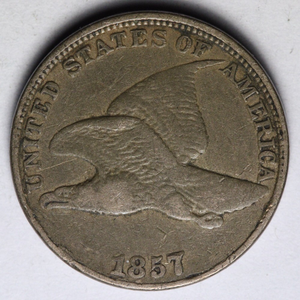 1857 Flying Eagle Cent Penny FINE+/VF E132 SWEB